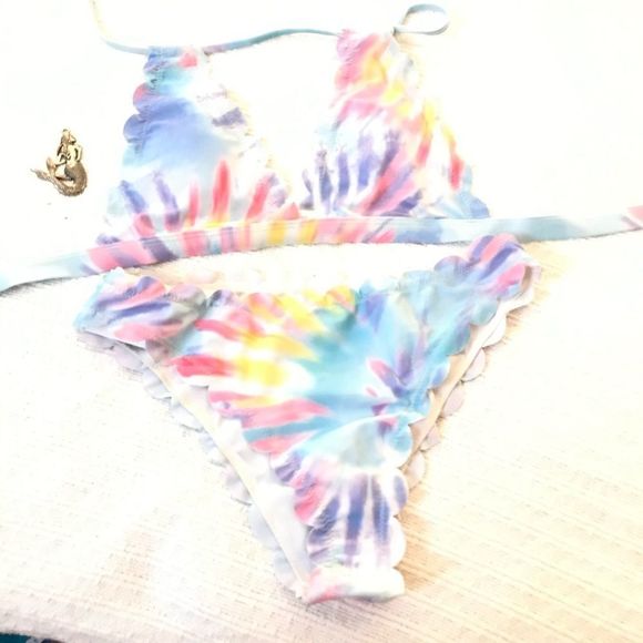 NWT $99 October Love | Mermaid Shell Bikini | Pastel Tie Dye - Picture 13 of 16